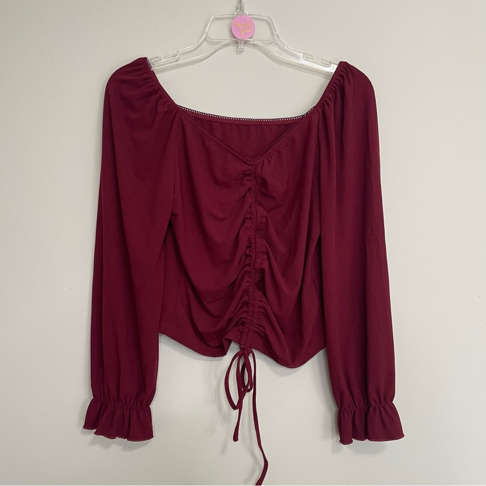 Elegant Burgundy Women's Top Size Large